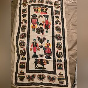 Vintage Folk Art Spanish Kitchen Towel